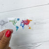 World Map Stickers | Clear Sticker Decals | Laptop Stickers | Watercolor Rainbow World Sticker | Notebook Stickers | USA Map Stickers