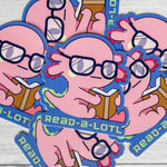 Readalotl Axolotl Vinyl Sticker | Book Sticker | Book Lover Sticker | 90's Vibe | Kindle Laptop Water Bottle Sticker | Waterproof Sticker