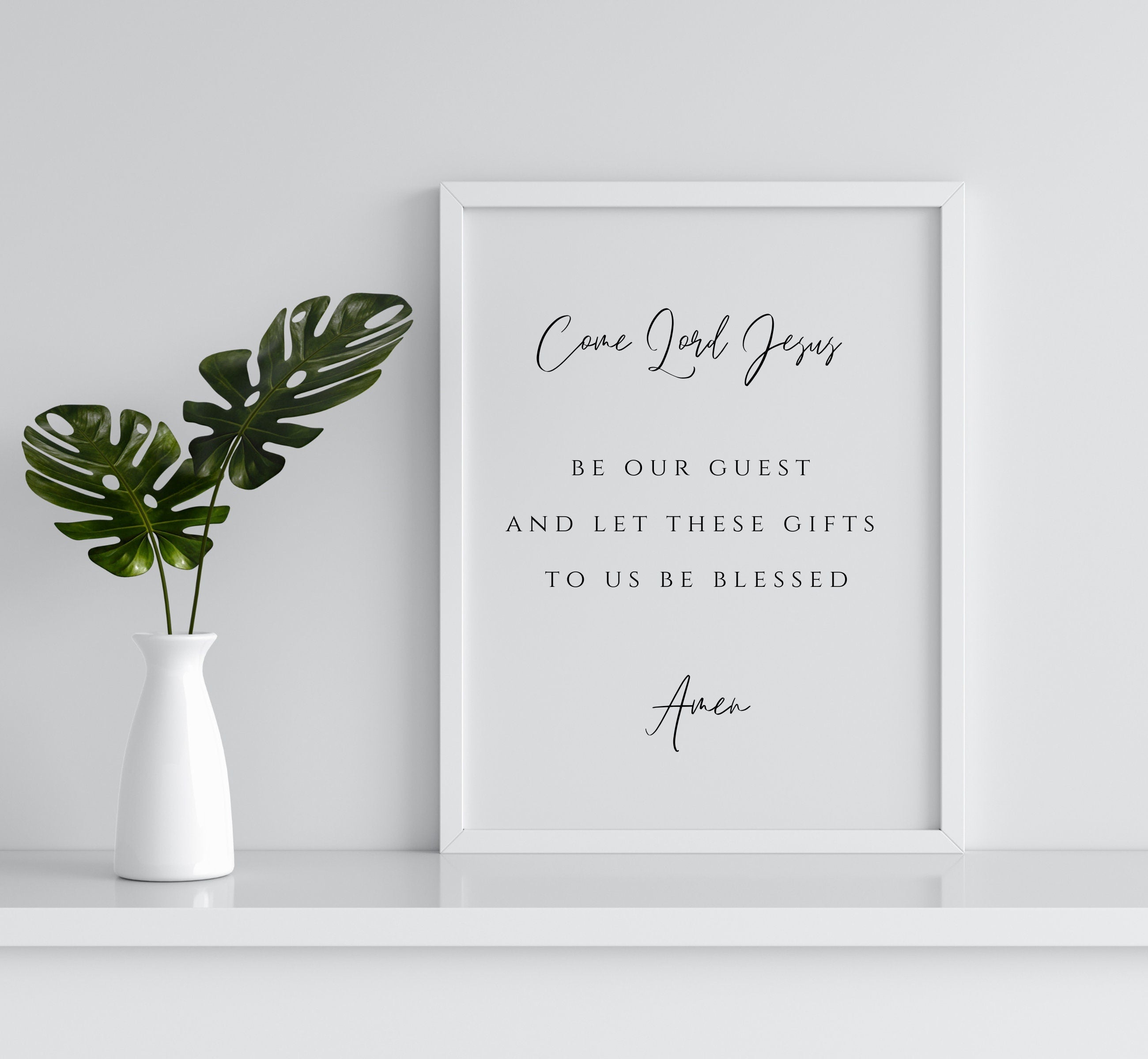 Come Lord Jesus Prayer Poster | Dining Room Scripture Sign | Table Blessing Print | Farmhouse Decor