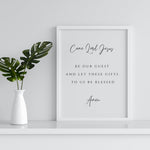 Come Lord Jesus Prayer Poster | Dining Room Scripture Sign | Table Blessing Print | Farmhouse Decor