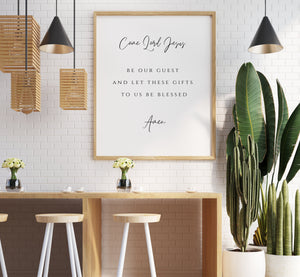Come Lord Jesus Prayer Poster | Dining Room Scripture Sign | Table Blessing Print | Farmhouse Decor