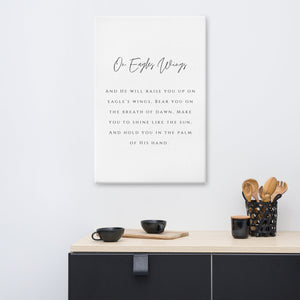 On Eagles Wings Canvas | Psalm 91 Bible Verse Prints, Christian Posters, Hymn Print, Large Canvas Wall Decor