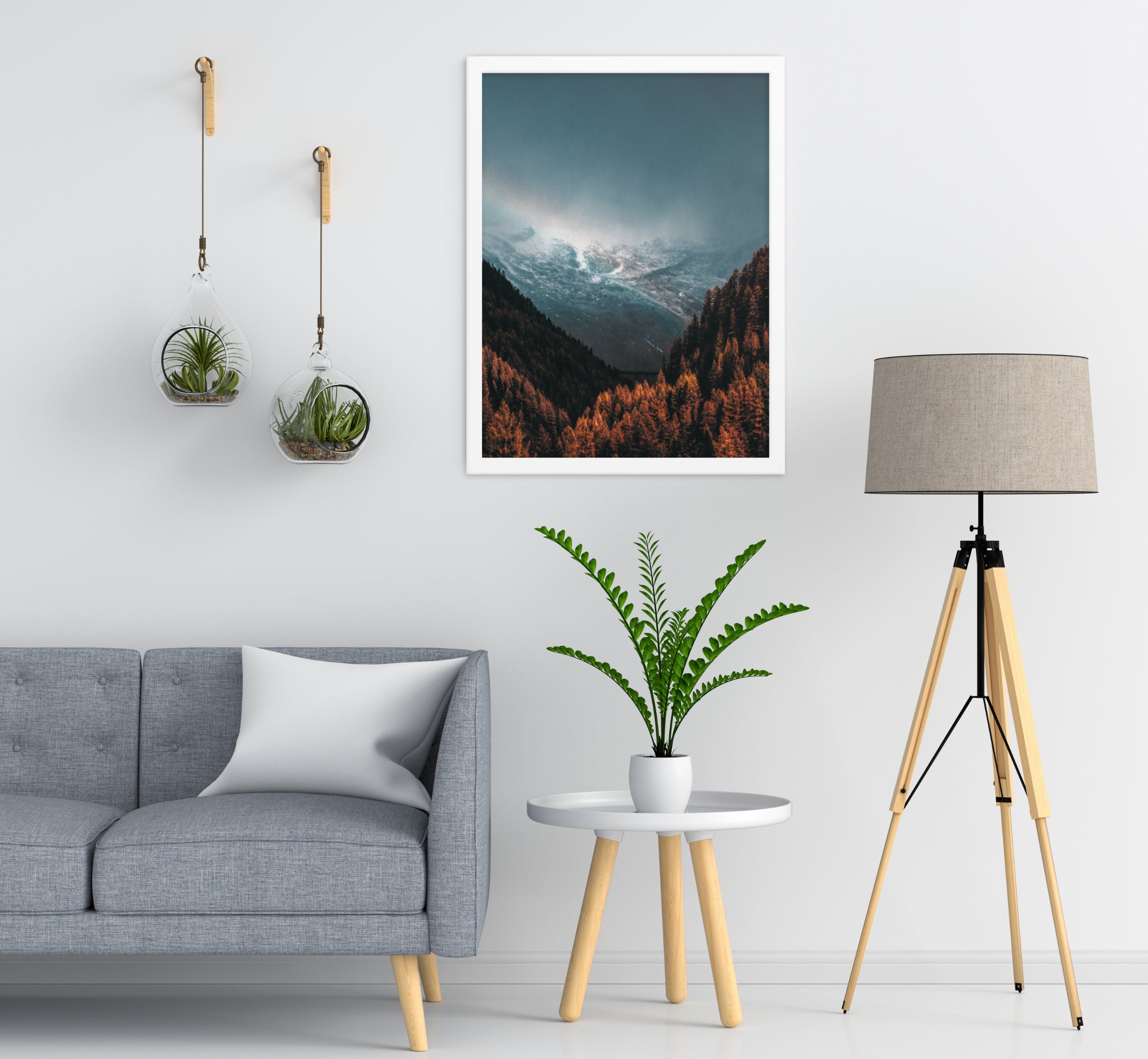 Fall Forest Framed Poster | Winter Landscape Print | Misty Forest | Fall Decor | Nature Landscape Large Wall Art