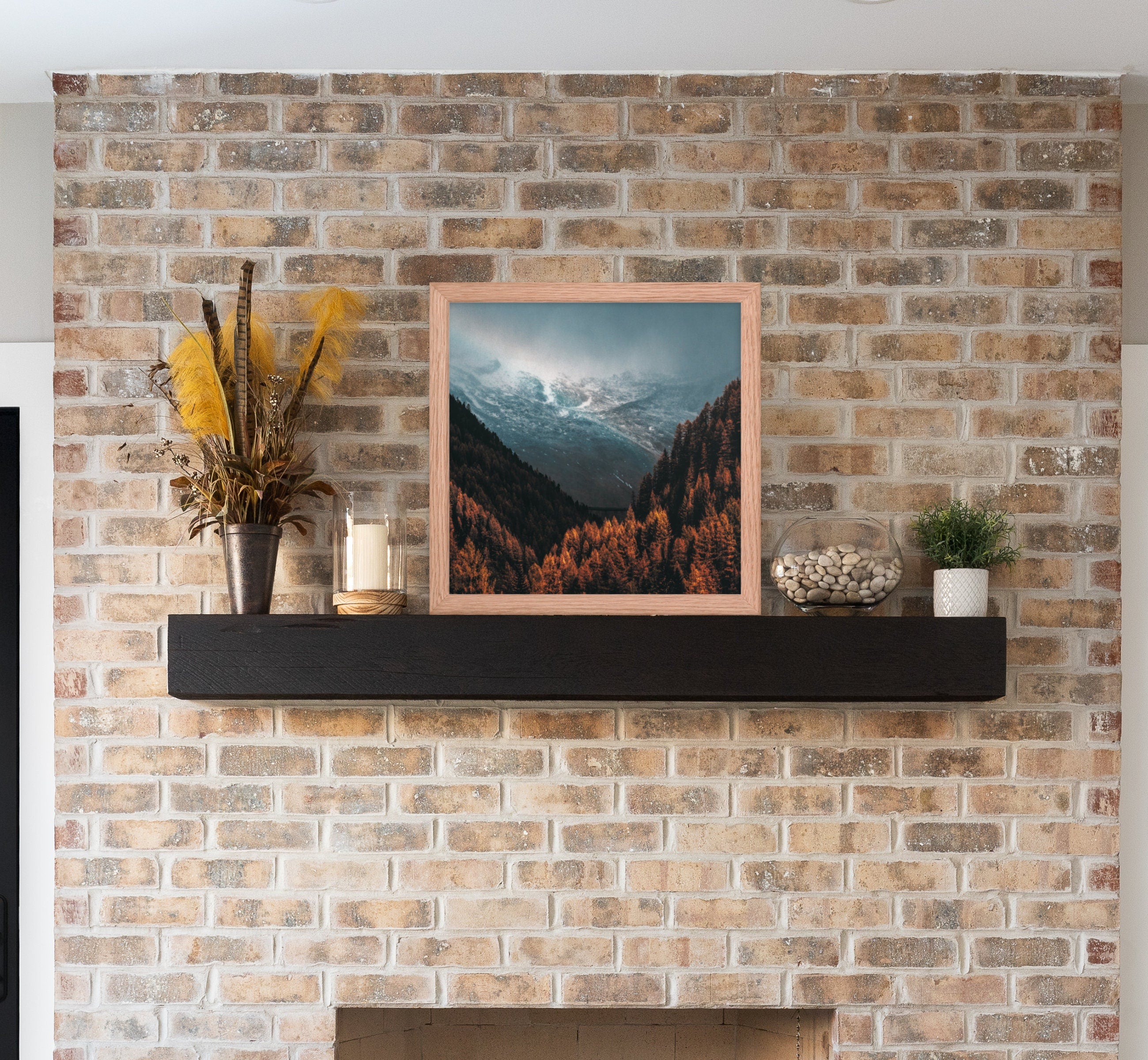 Fall Forest Framed Poster | Winter Landscape Print | Misty Forest | Fall Decor | Nature Landscape Large Wall Art
