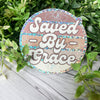 Saved By Grace Retro Glitter Sticker | Ephesians 2:8-9 | Water bottle, Laptop Stickers | Vinyl Waterproof Sticker