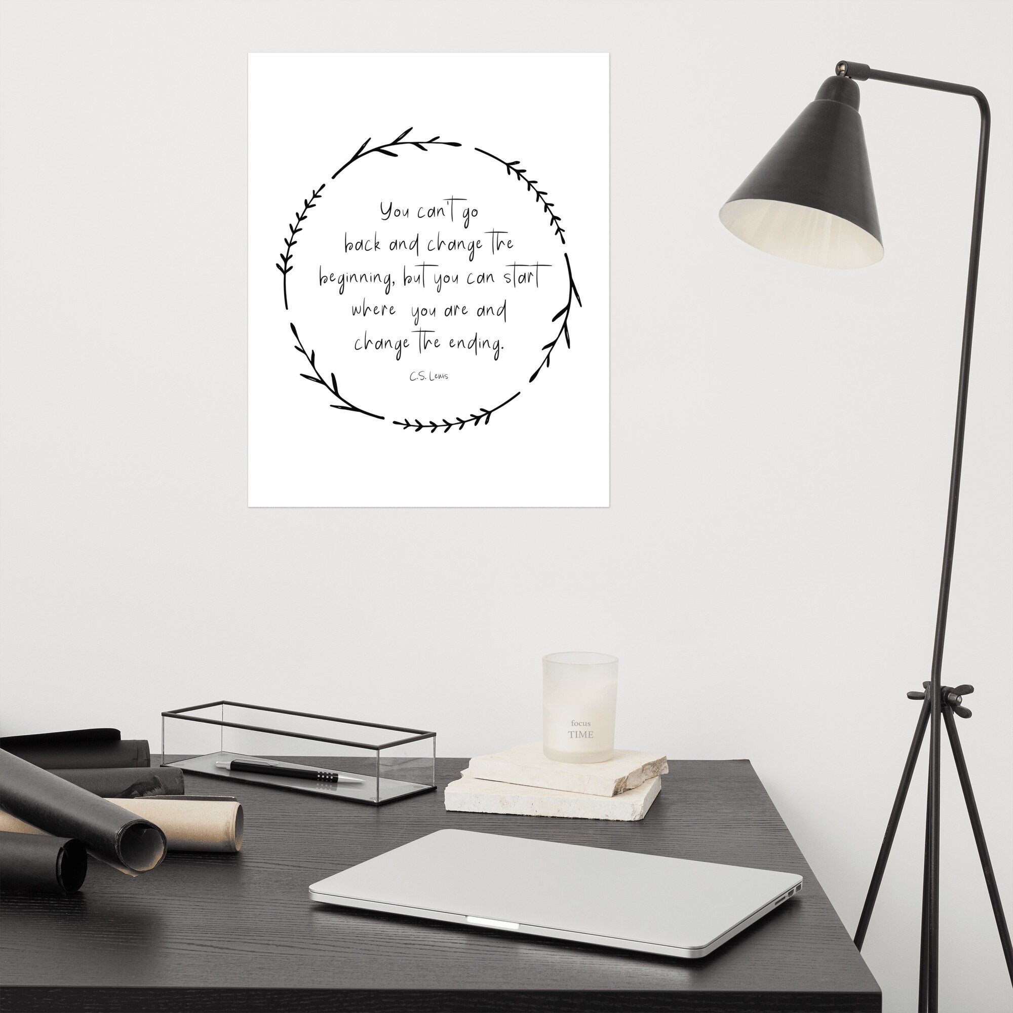 You can't go back and change the beginning Poster l Farmhouse Decor l Change the Ending Quote l Living Room Wall | Recovery | Motivation