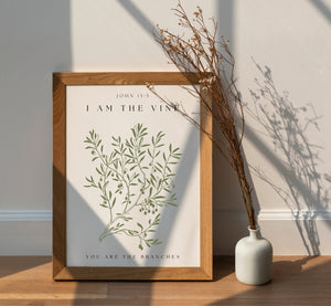 Modern Poster Scripture Art I Am The Vine You Are The Branches Wall Art John 15:5, Scripture Art, Bible Verse Wall Art