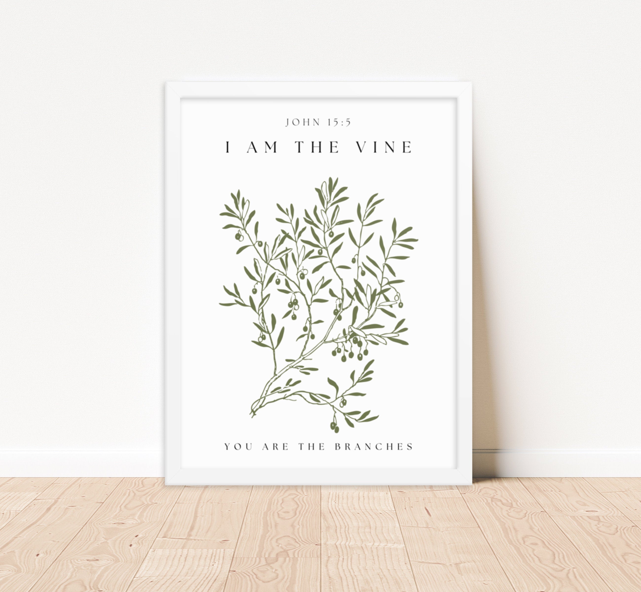 Framed Poster Modern Scripture Art I Am The Vine You Are The Branches Wall Art John 15:5, Scripture Art, Bible Verse Wall Art