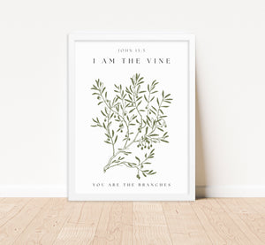 Framed Poster Modern Scripture Art I Am The Vine You Are The Branches Wall Art John 15:5, Scripture Art, Bible Verse Wall Art