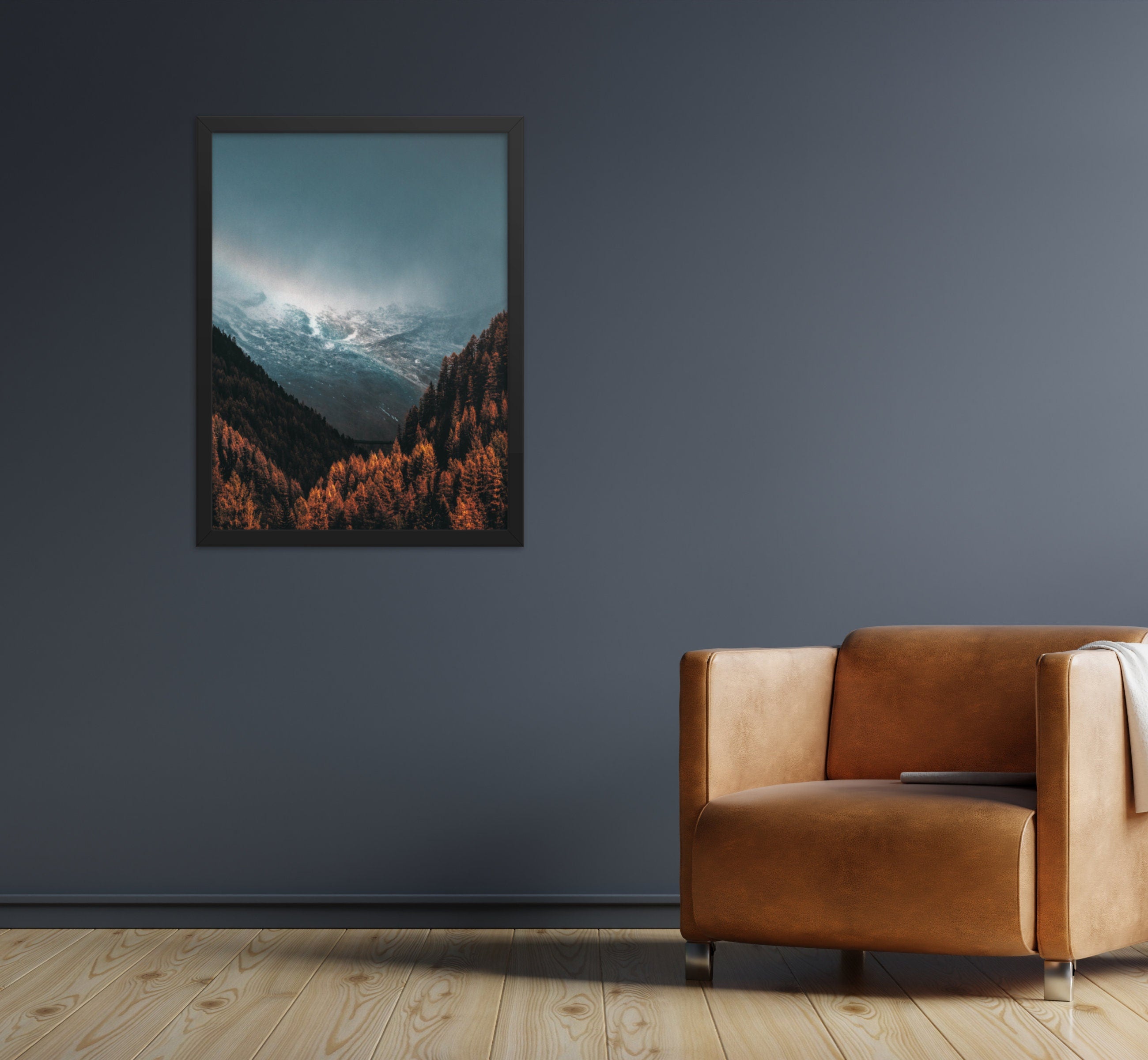 Fall Forest Framed Poster | Winter Landscape Print | Misty Forest | Fall Decor | Nature Landscape Large Wall Art