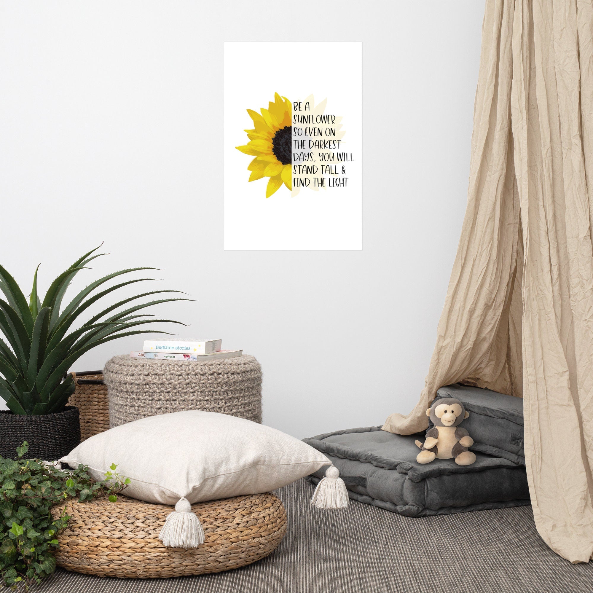 Be a Sunflower Poster | Sunflower Decor | Positivity Quote | Mental Health Awareness | Stand Tall and Find the Light | Classroom Decor