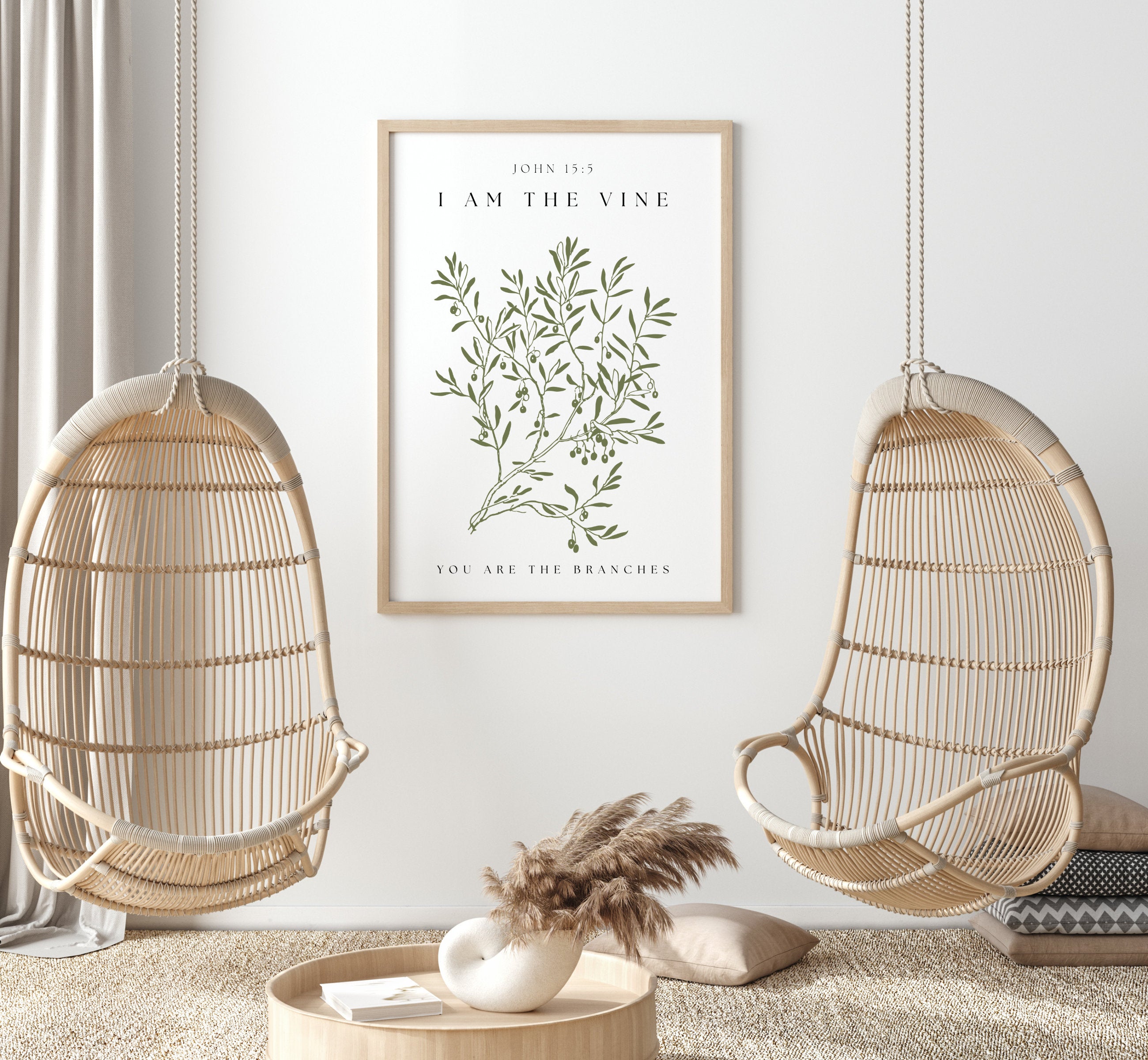 Modern Poster Scripture Art I Am The Vine You Are The Branches Wall Art John 15:5, Scripture Art, Bible Verse Wall Art