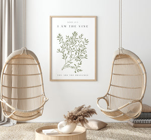 Modern Poster Scripture Art I Am The Vine You Are The Branches Wall Art John 15:5, Scripture Art, Bible Verse Wall Art