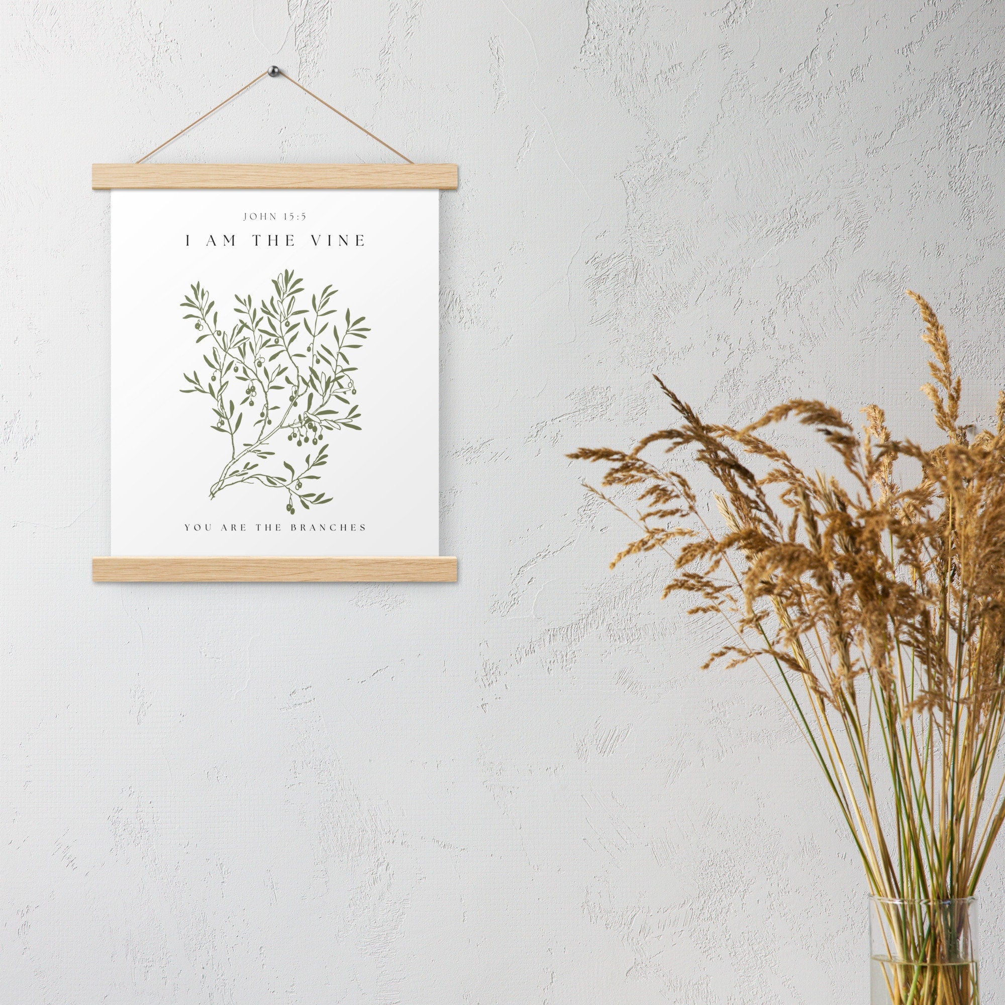 Modern Scripture Art I Bible Verse Hanging Sign Am The Vine You Are The Branches John 15:5, Scripture Art, Bible Verse Wall Art