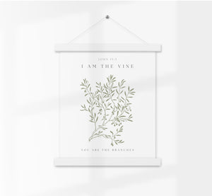 Modern Scripture Art I Bible Verse Hanging Sign Am The Vine You Are The Branches John 15:5, Scripture Art, Bible Verse Wall Art