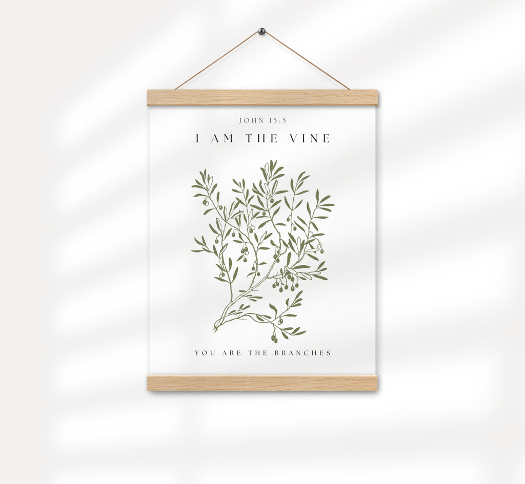 Modern Scripture Art I Bible Verse Hanging Sign Am The Vine You Are The Branches John 15:5, Scripture Art, Bible Verse Wall Art