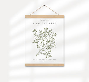 Modern Scripture Art I Bible Verse Hanging Sign Am The Vine You Are The Branches John 15:5, Scripture Art, Bible Verse Wall Art