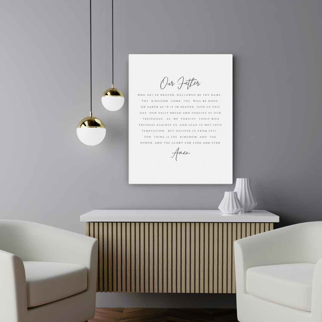 The Lord's Prayer Canvas Wall Art – Our Father Scripture Print (Matthew 6:9–13)