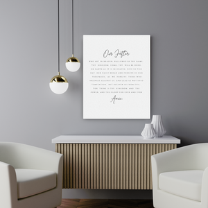 The Lord's Prayer Canvas Wall Art – Our Father Scripture Print (Matthew 6:9–13)