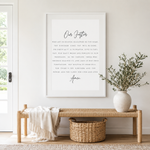 Our Father Lord's Prayer Print | Script Christian Wall Art
