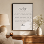 Our Father Lord's Prayer Print | Script Christian Wall Art
