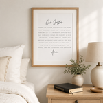 Our Father Lord's Prayer Print | Script Christian Wall Art