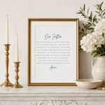 Our Father Lord's Prayer Print | Script Christian Wall Art