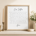 Our Father Lord's Prayer Print | Script Christian Wall Art