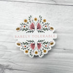 Barely Tolerable Jane Austen Floral Sticker