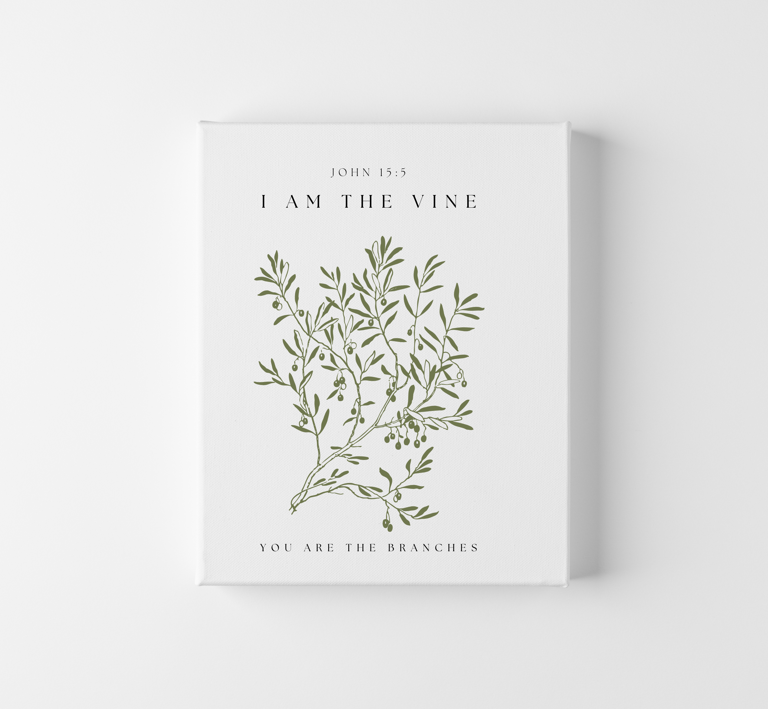 John 15:5 Scripture Canvas – Modern Christian Wall Art – I Am the Vine Bible Verse Print