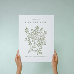 John 15:5 Scripture Canvas – Modern Christian Wall Art – I Am the Vine Bible Verse Print