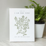 John 15:5 Scripture Canvas – Modern Christian Wall Art – I Am the Vine Bible Verse Print