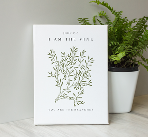 John 15:5 Scripture Canvas – Modern Christian Wall Art – I Am the Vine Bible Verse Print