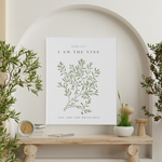 John 15:5 Scripture Canvas – Modern Christian Wall Art – I Am the Vine Bible Verse Print